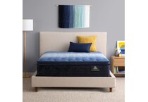 top color: multicolor side color: off white accent color: dark blue bedding   