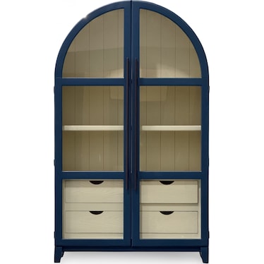 Arched Bookcase with Drawer Storage- Navy