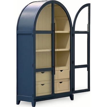 Arched Bookcase with Drawer Storage- Navy