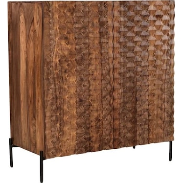 Miles 39" Bar Cabinet in Carved Brownstone