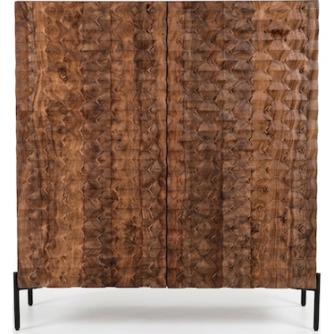 Miles 39" Bar Cabinet in Carved Brownstone