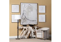 warm tan tones with a distressed white wash overlay wall units   