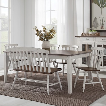 Rectangular Table with 4 chairs and a Bench