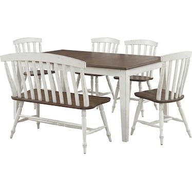 Rectangular Table with 4 chairs and a Bench